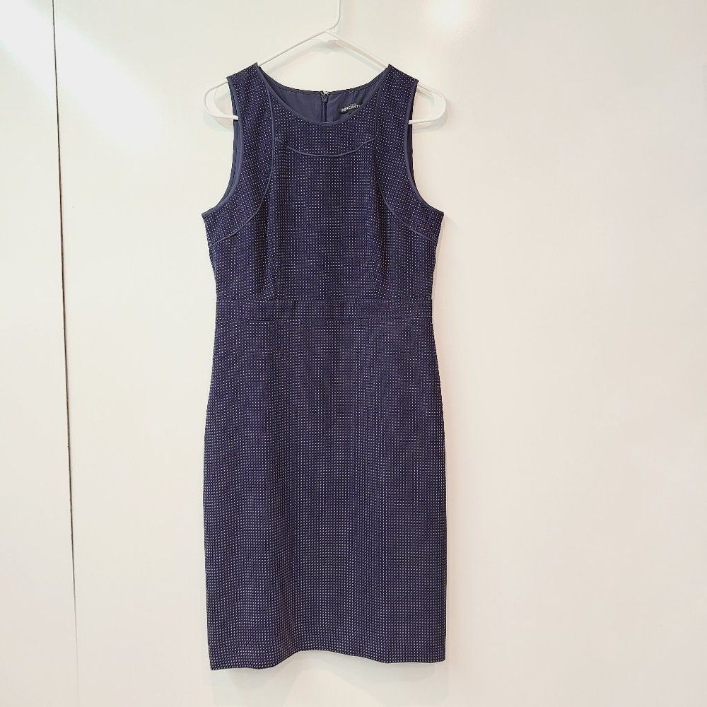 J Crew Blue Dot Sleeveless Sheath Dress Sz 8